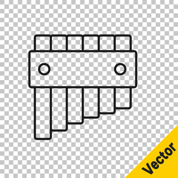 黑线盘笛图标孤立在透明的背景上。传统的秘鲁乐器。来自秘鲁、玻利维亚和墨西哥的民间乐器。向量图片下载