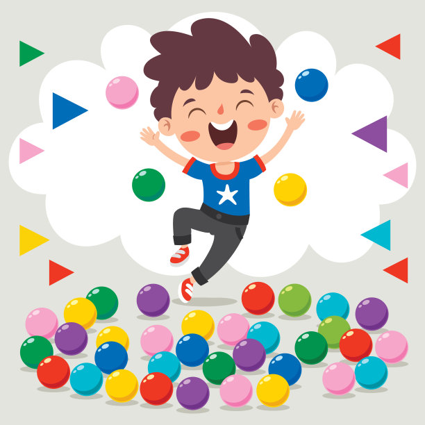 有趣的孩子玩彩色的球图片下载