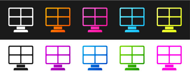 设置太阳能面板图标隔离在黑色和白色背景。向量图片下载