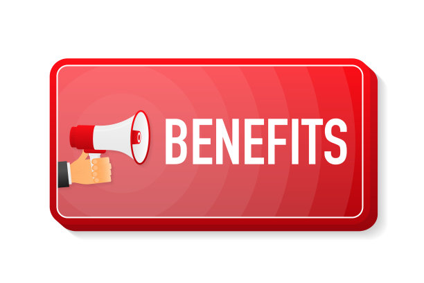 好处扩音器红色横幅在3D风格的白色背景。手loudspeacker。矢量插图。图片下载