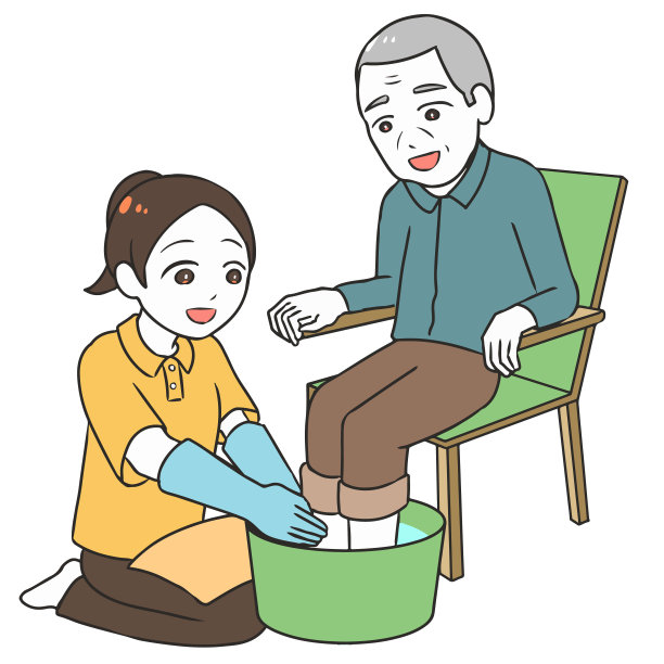 老年男性足浴女性照顾者图片下载