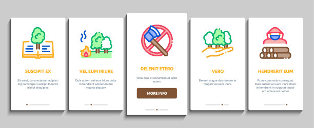 林业伐木工登上元素图标集图片下载