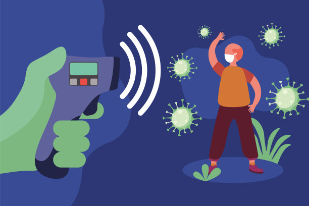 手拿温度计枪的检查人员图片下载