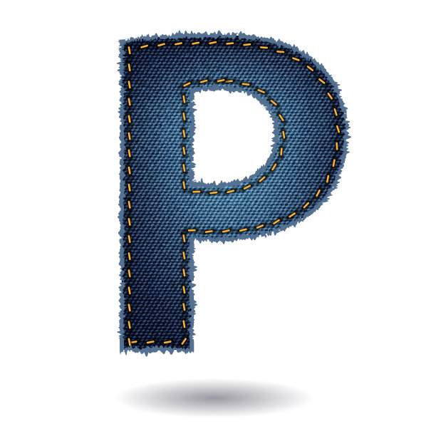 牛仔裤字母表孤立在白色的背景图片下载