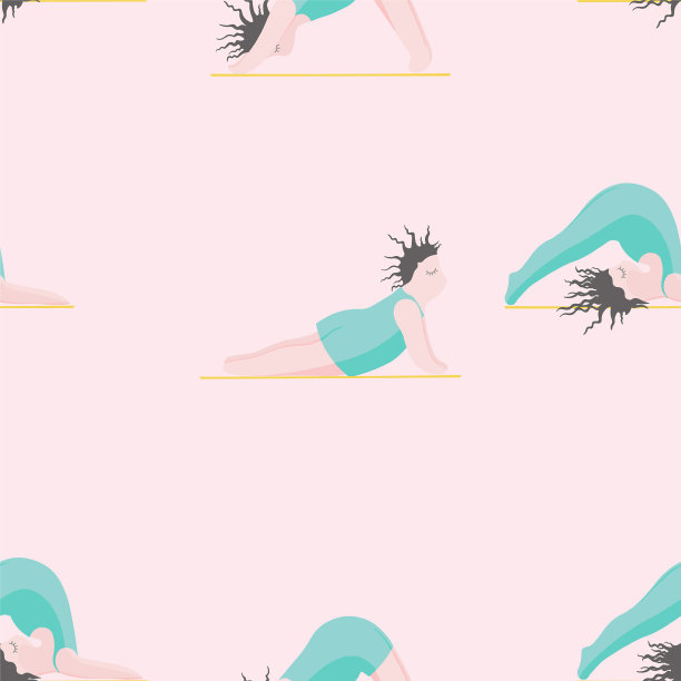 女孩做瑜伽无缝模式女人摆姿势瑜伽图片下载