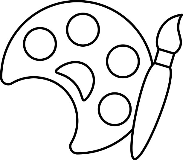 油漆调色板和画笔线条风格的图标图片下载