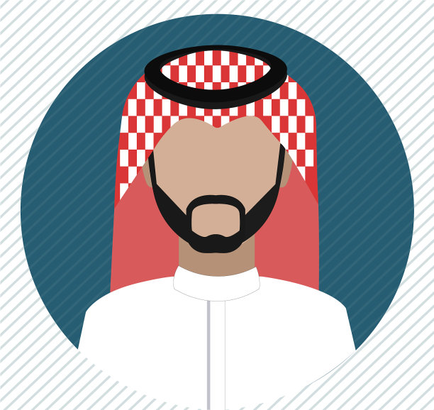 一个穿着shemagh和thobe艺术的沙特男子图标图片下载