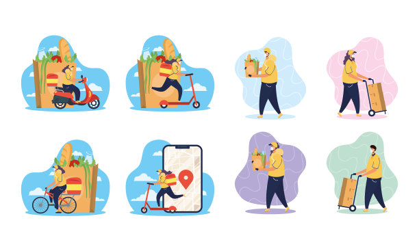 安全送餐人员与车辆服务图片下载