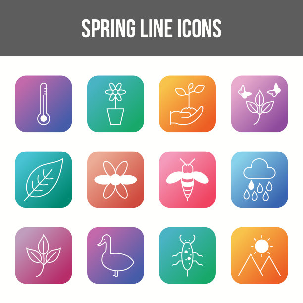 独特的弹簧线图标集图片下载