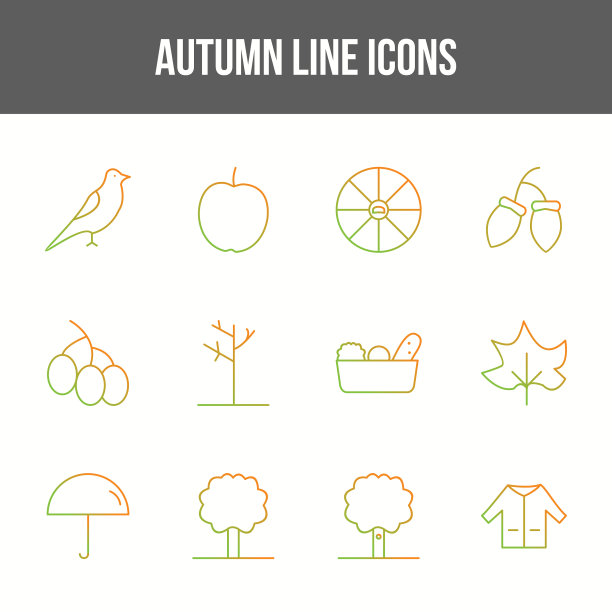 独特的秋季线条图标集图片下载
