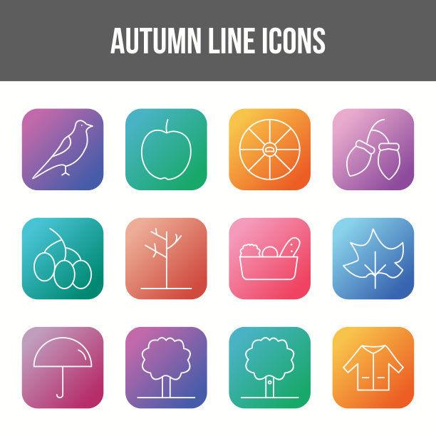 独特的秋季线条图标集图片下载
