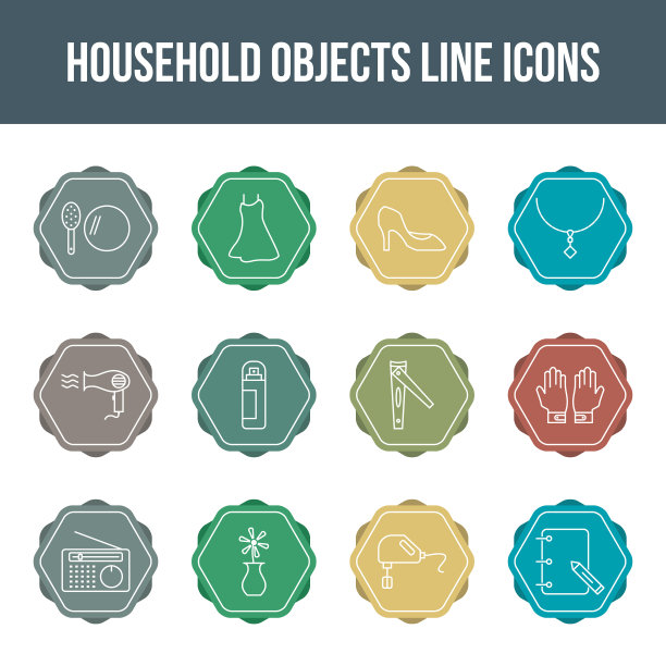 独特的家居用品线性图标集图片下载