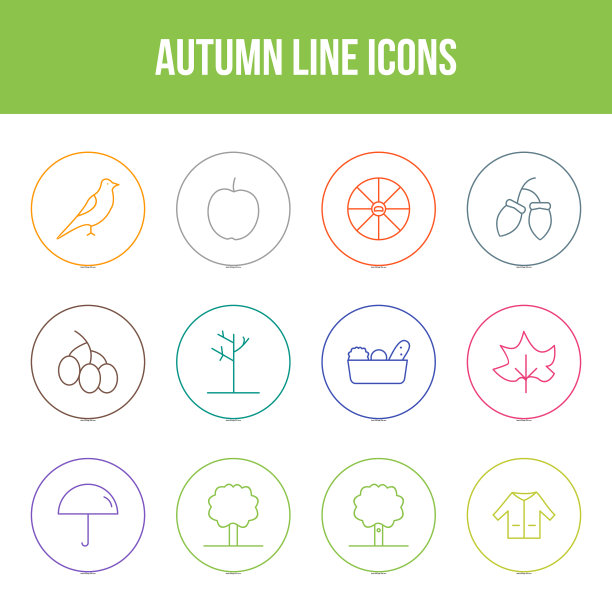 独特的秋季线条图标集图片下载