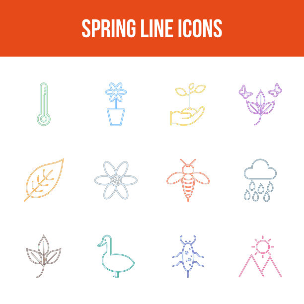 独特的弹簧线图标集图片下载