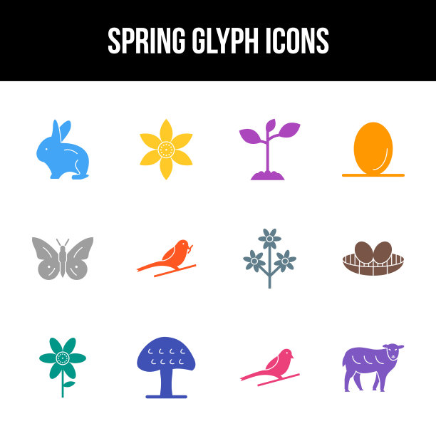 独特的spring字形图标集图片下载