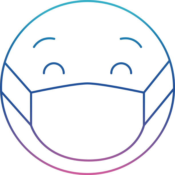 表情符号与医疗面具降级线条风格图片下载