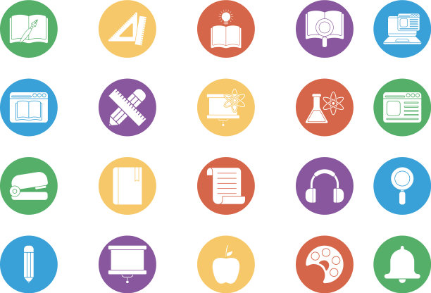 教育学校和大学街区风格的图标图片下载