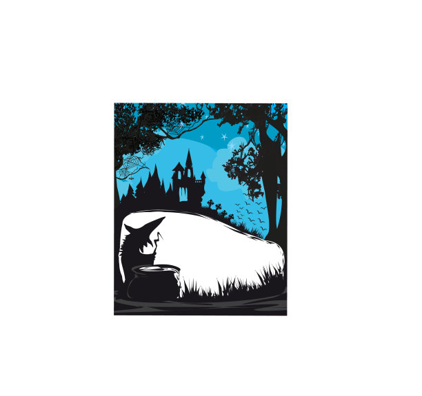 万圣节夜框架与恐怖鬼城堡图片下载