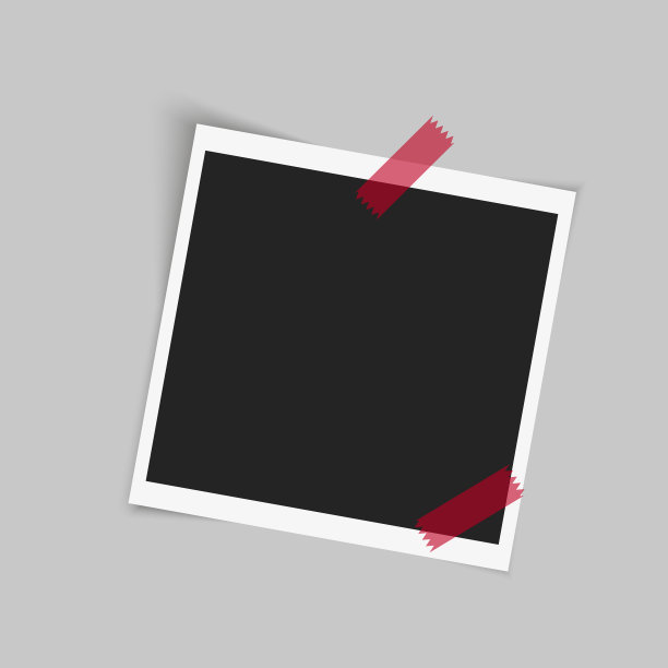 真实的方形相框与红色胶带图片下载