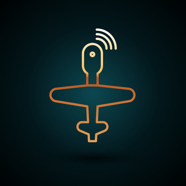 金线无人机无人机图标孤立在深蓝色图片下载