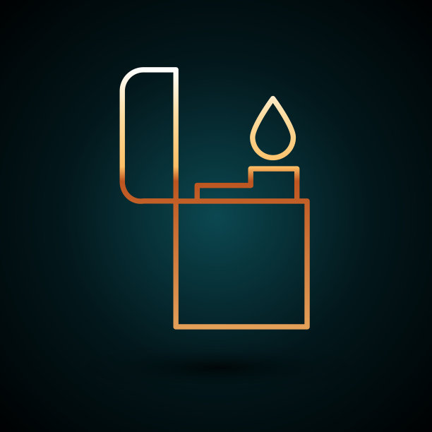 金色线打火机图标孤立在深蓝色图片下载