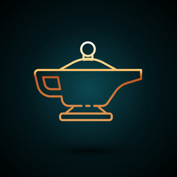 金线魔灯或阿拉丁神灯孤立图标图片下载