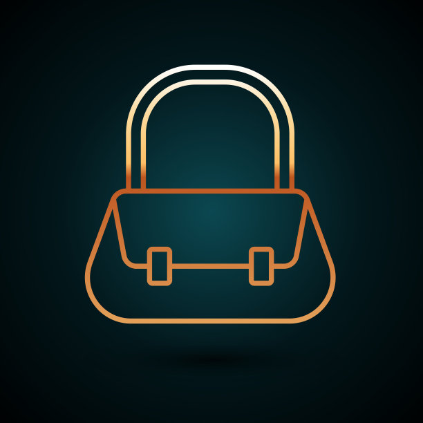 金线手袋图标孤立在深蓝色图片下载