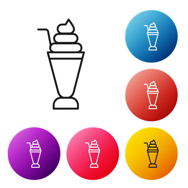 黑线奶昔图标孤立在白色图片下载