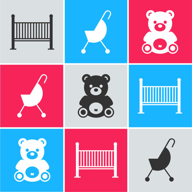 设置倒钩肋骨摇篮床，bastroller和泰迪图片下载