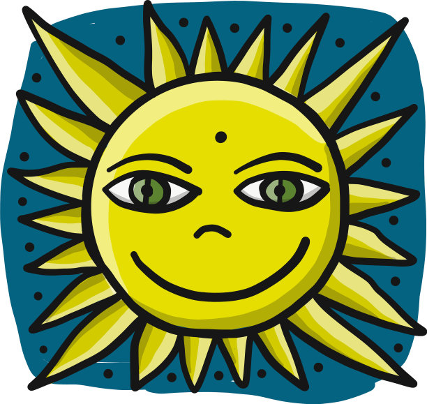 你好夏日微笑有趣的太阳图标图片下载