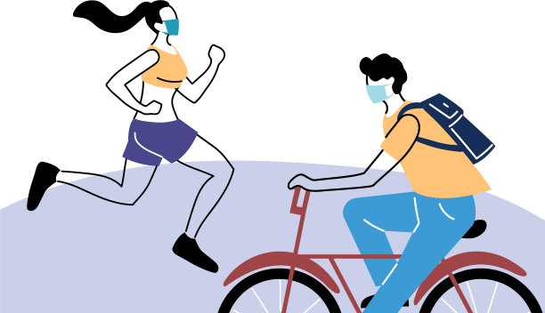 戴着口罩做运动的人图片下载