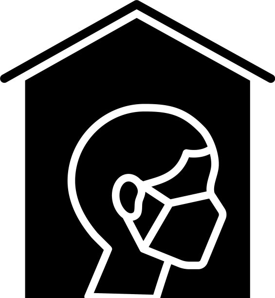 男人用面具在房子剪影风格图标图片下载