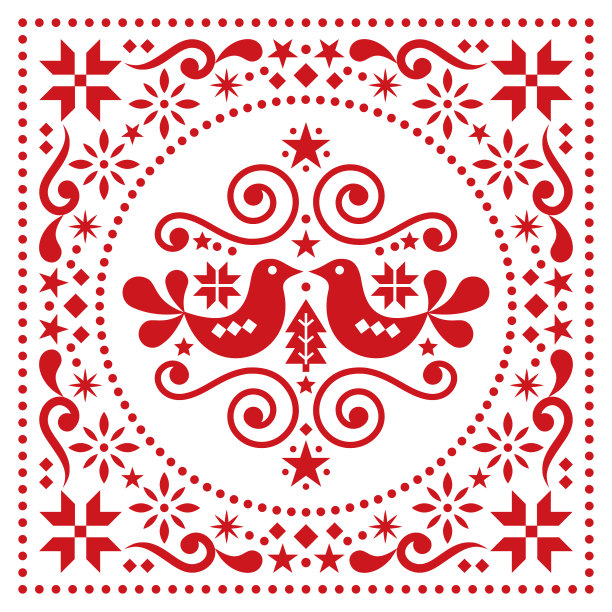 圣诞斯堪的纳维亚民间贺卡图片下载