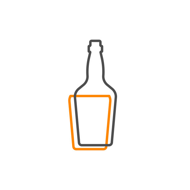 简单的线条形状威士忌酒瓶一个轮廓图片下载