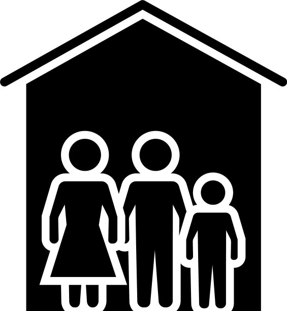 家庭呆在家里剪影风格偶像图片下载