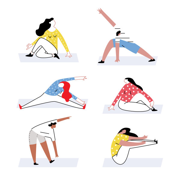 设置瑜伽锻炼的人运动训练图片下载