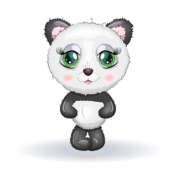 坐着可爱的小熊猫孤立的白色图片下载