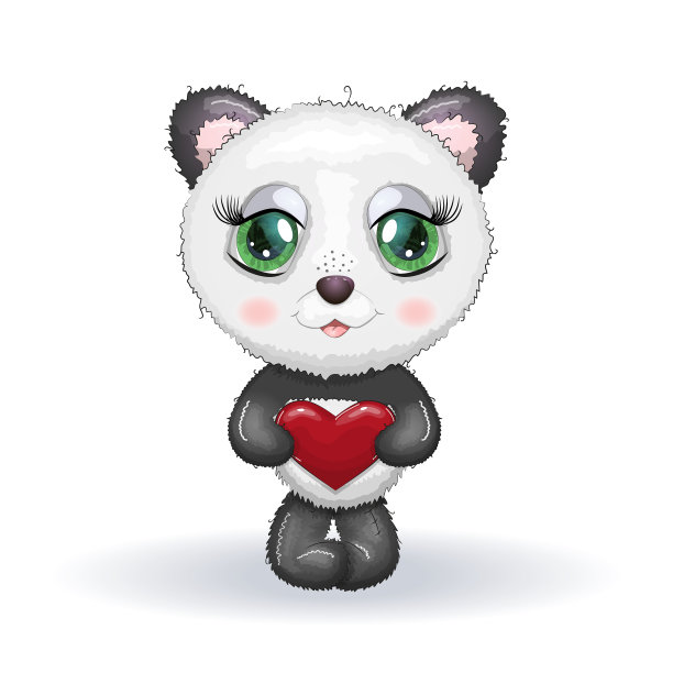 可爱的小熊猫，大眼睛，戴着花环图片下载