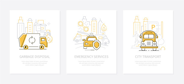 城市交通线设计风格横幅集图片下载