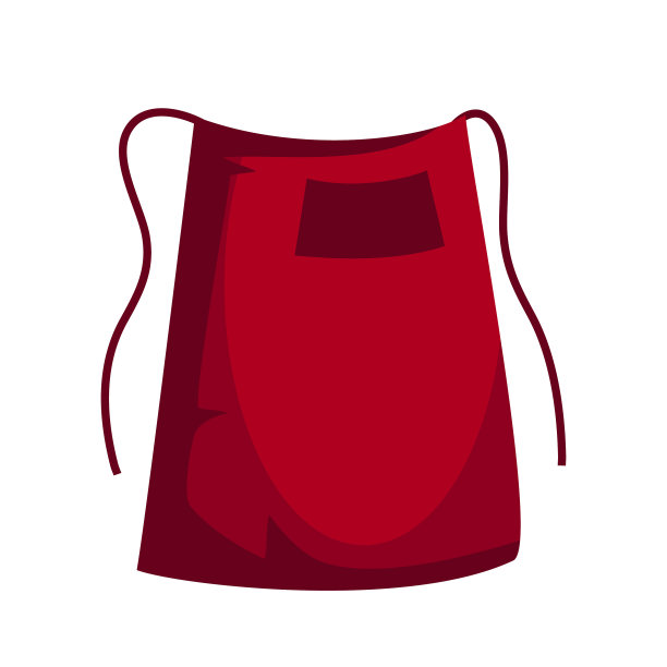 卡通服务员干净的红围裙上隔离白色图片下载