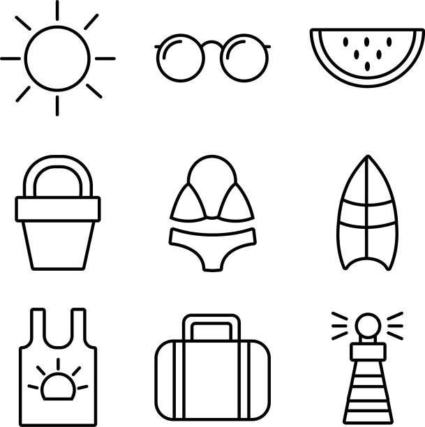 捆绑夏季度假集图标图片下载