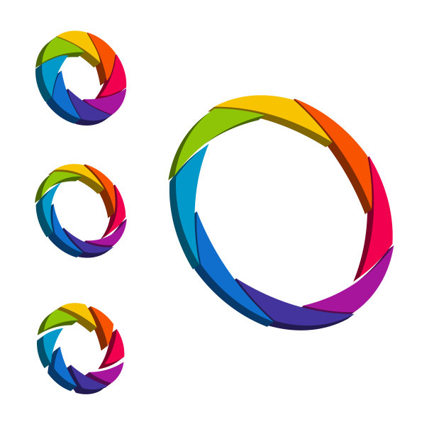 快门光圈颜色和白色的3d标志轮图片下载