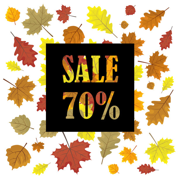 销售横幅与秋叶在季节叶图片下载