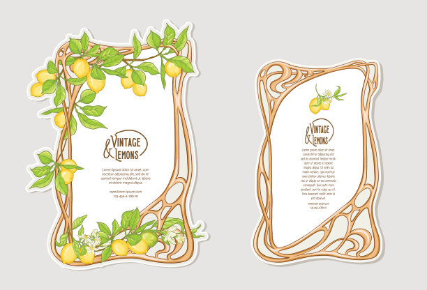 设置框架在新艺术风格与柠檬图片下载