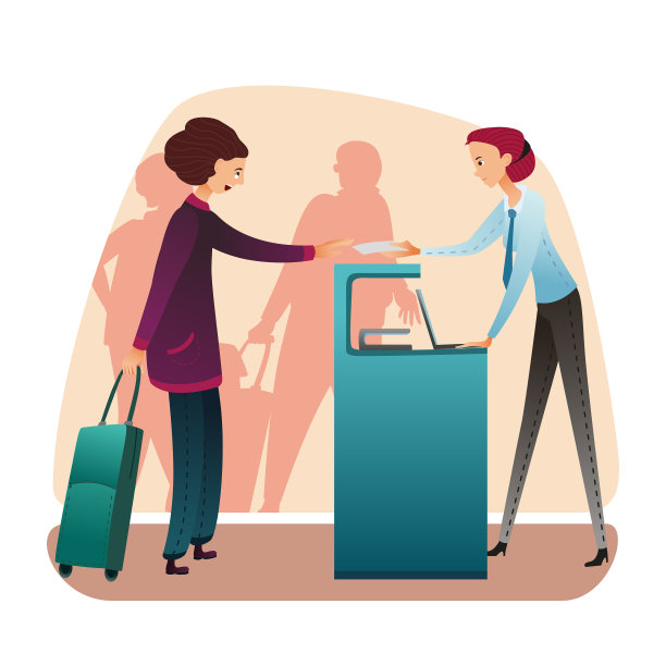 在登记处拿着护照和机票的女人图片下载