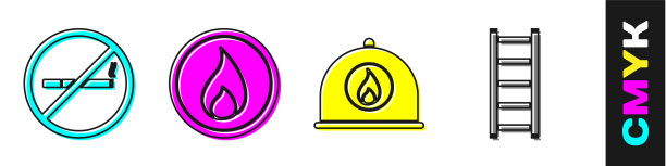 设置无烟消防头盔和消防火焰图片下载