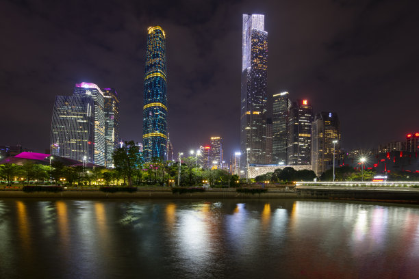 中国广州珠江新城CBD夜景图片下载