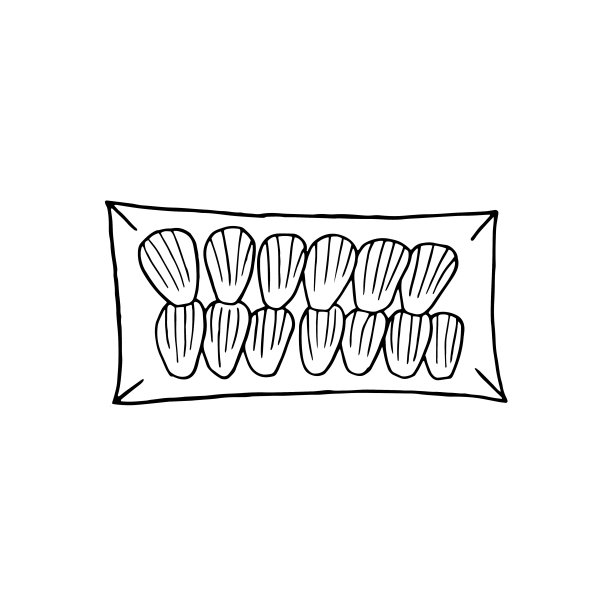 矢量手画马德琳。法国美食甜点。设计草图元素的菜单，咖啡馆，小酒馆，餐厅，面包店，标签和包装。白色背景上的插图。图片下载