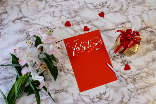 情人节快乐!卡片，在线横幅，贺卡，情人节平躺图片下载