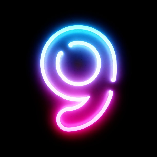 3D渲染蓝色和粉色霓虹灯字体在黑暗的背景图片下载